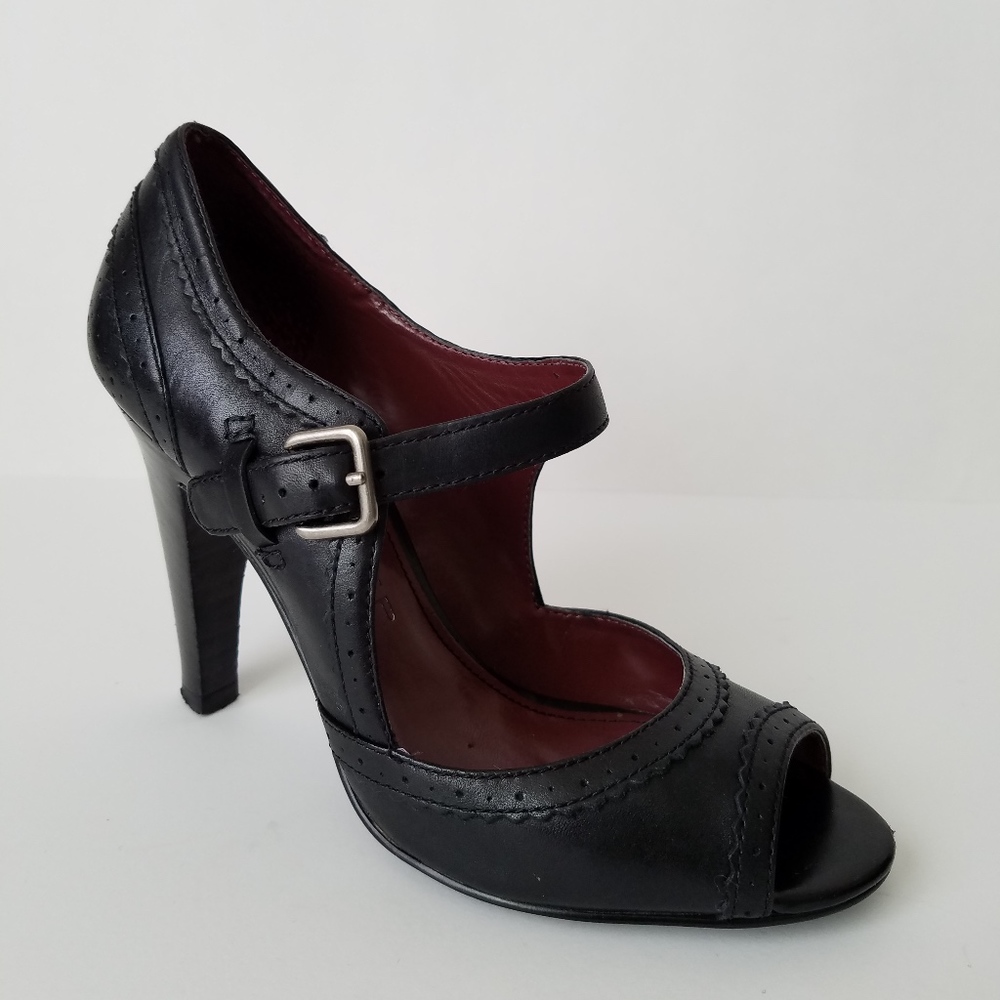 Marc Fisher Black Leather MaryJane Pump
